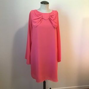 Pink A-line Dress With Long Flared Sleeves